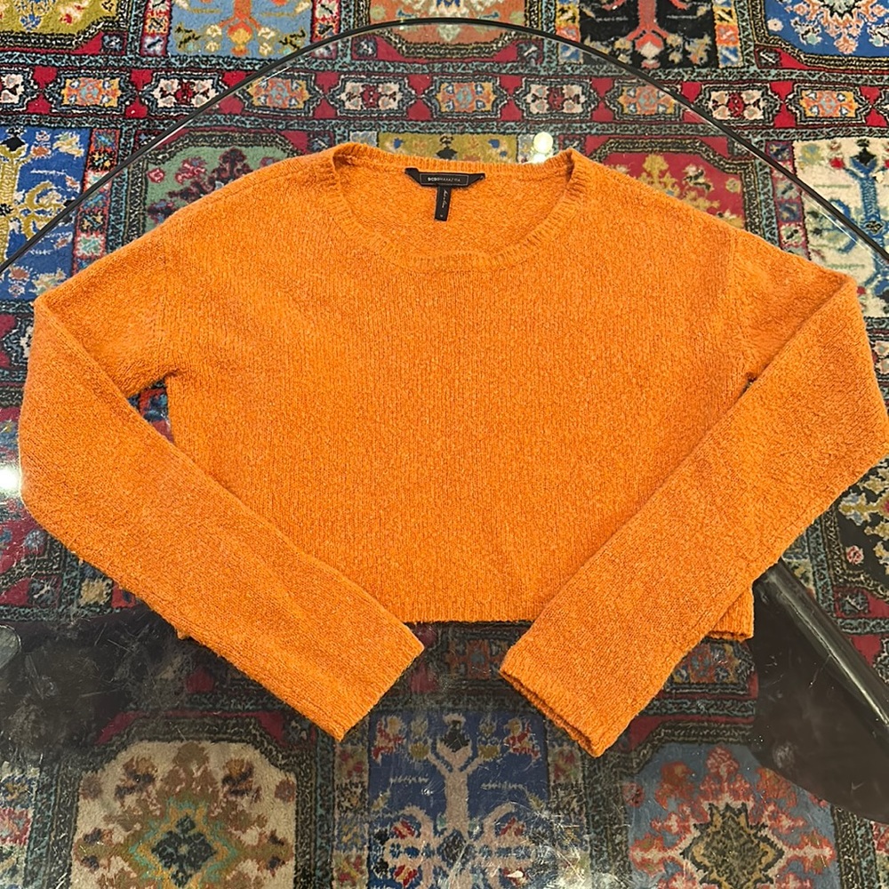 BCBG autumn orange crop sweater - size M